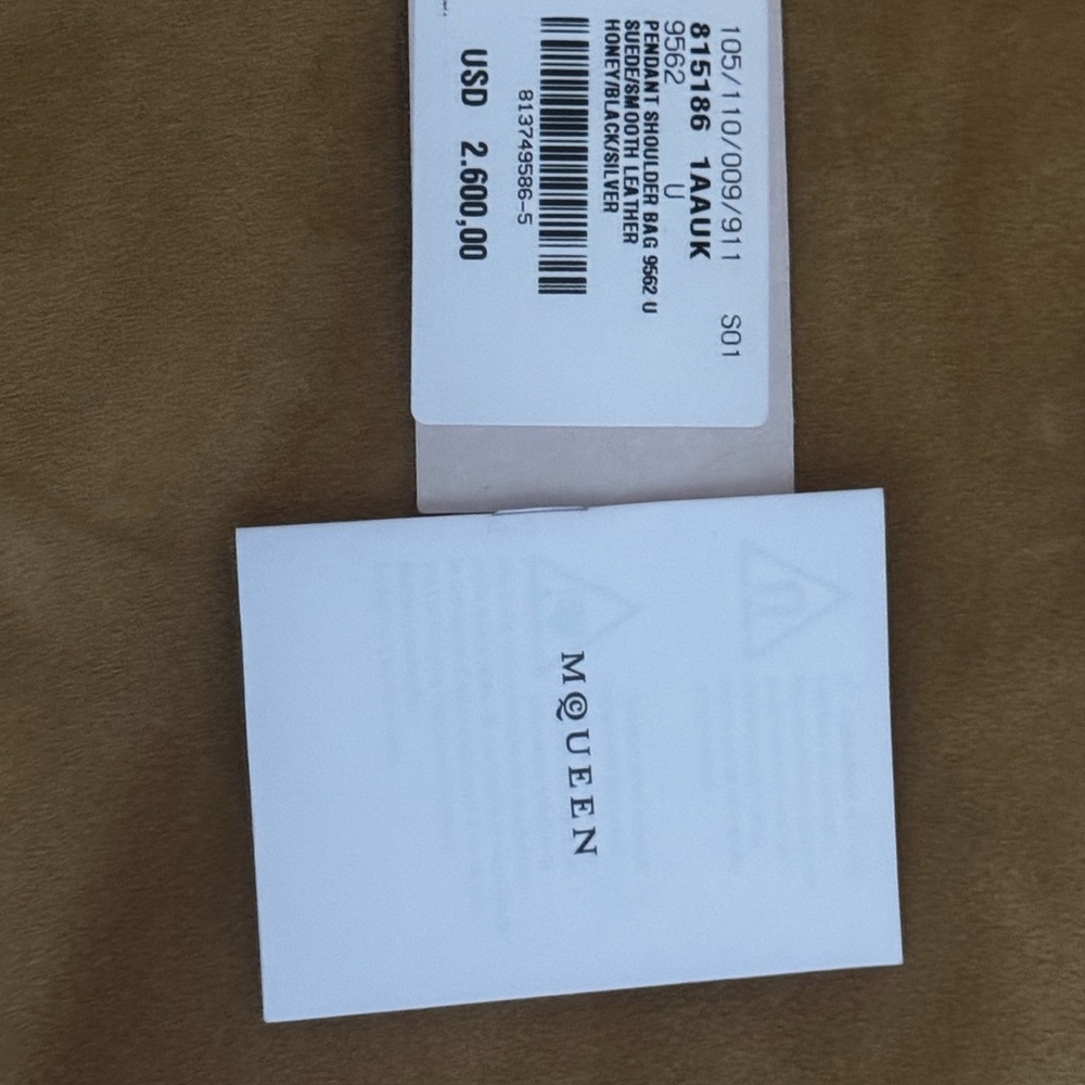 Alexander McQueen Pendant Leather Trimmed Suede Shoulder Bag $2600 SS26 - Picture 10 of 13